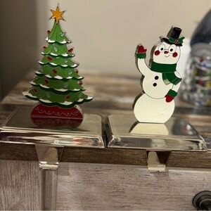 Festive Christmas Tree and Snowman Stocking Holders